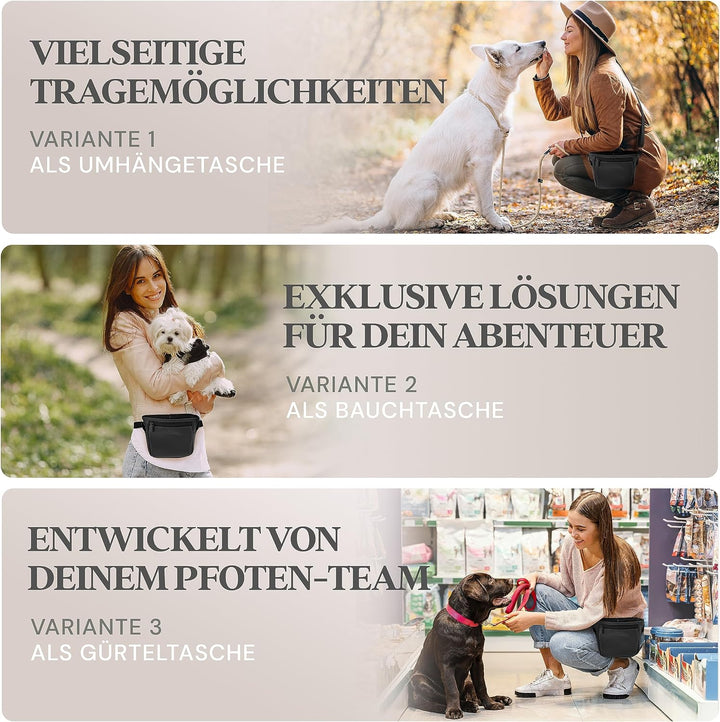 Leckerlitasche für Hunde aus Kunstleder - Gassitasche mit Einhand Magnet-Verschluss - Hunde-Leckerli