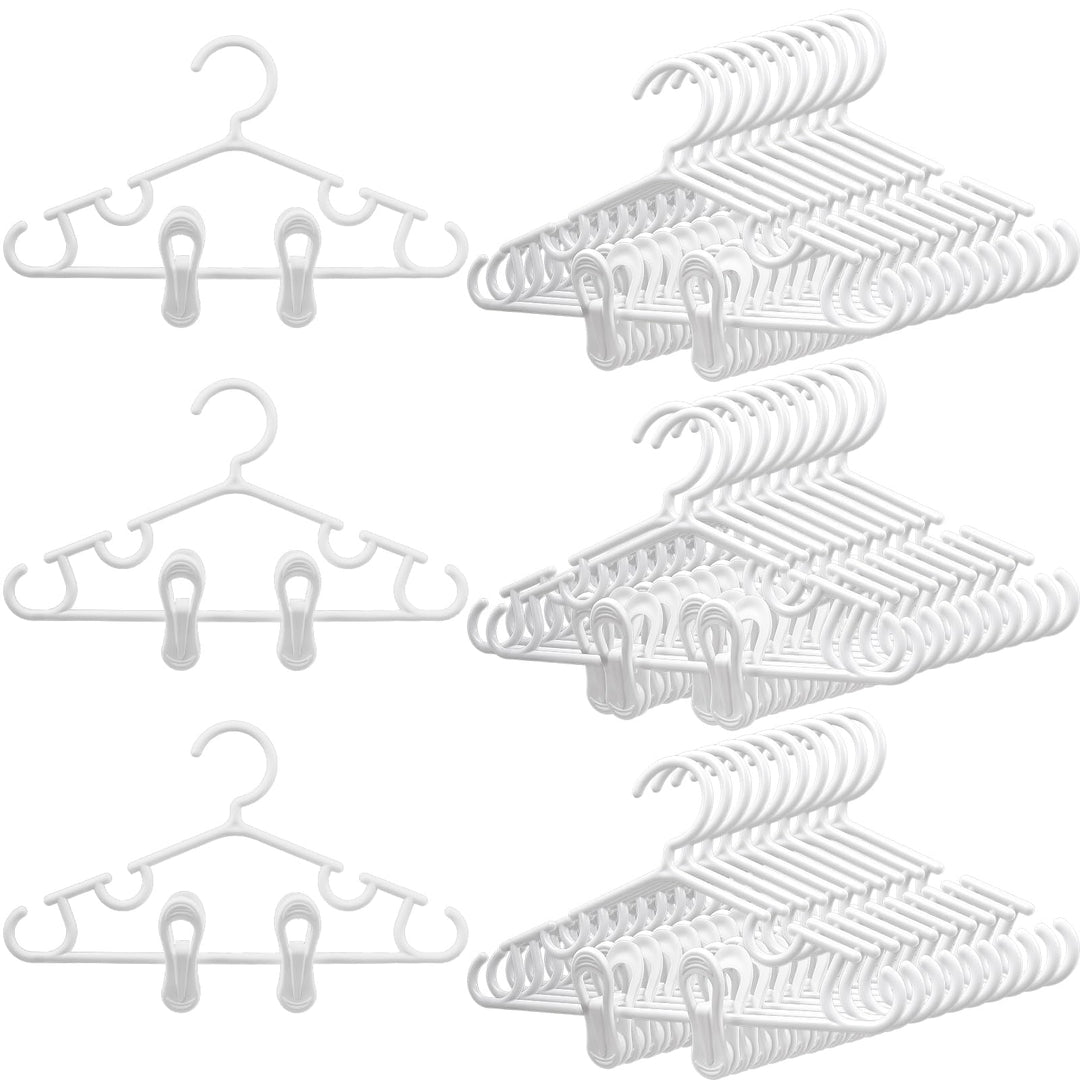 40 Stück Kinderkleiderbügel mit Clips, Kunststoff Babyhosenbügel für Kinderzimmer Kleiderschrank, Ob