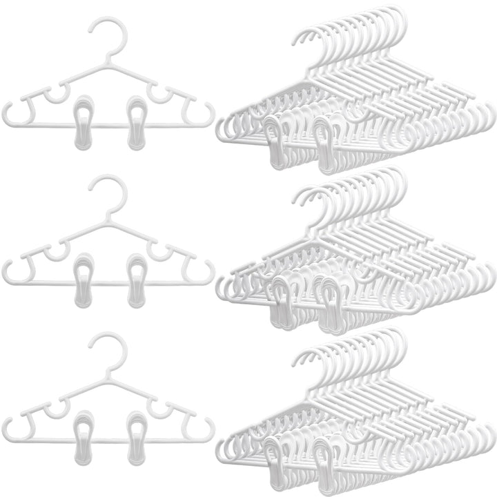 40 Stück Kinderkleiderbügel mit Clips, Kunststoff Babyhosenbügel für Kinderzimmer Kleiderschrank, Ob