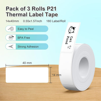 NELKO Original P21 Etikettenband-Ersatz, adaptiertes Etikettendruckpapier, 14 x 40 mm, Standard-lami