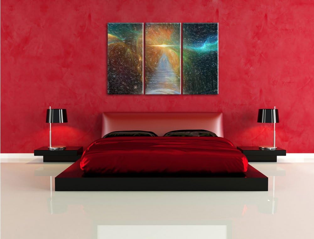 Pixxprint Kosmische Treppe in die Galaxis als Leinwandbild/Grösse: 3 Teilig (120x80 cm) cm/Wandbild/