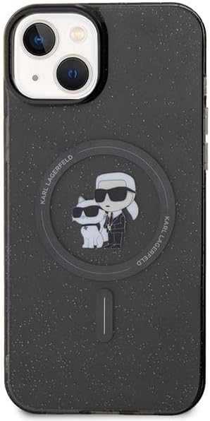 Karl Lagerfeld KLHMP15SHGKCNOK Hülle für iPhone 15 6.1" Schwarz hardcase Karl&Choupette Glitter