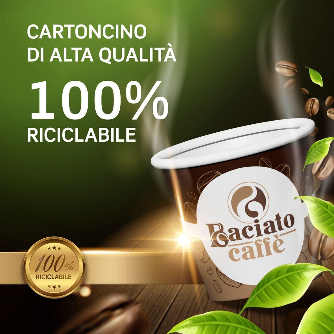 1000 Gläser aus Papier, für Kaffee, 65 ml, biologisch abbaubar, Einweg-Made in Italy, Asporto-Gläser