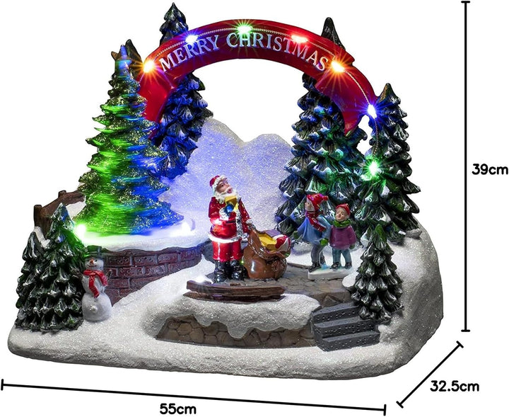 Konstsmide LED Szenerie "Santa und Kinder", mit Musik, wählbare Energiefunktion, 11 bunte Dioden, ba