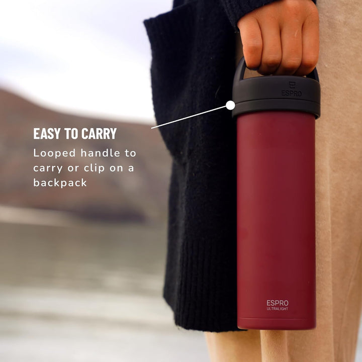 ESPRO – P0 Ultralight – Französische Kaffeepresse für Einzelportionen und leichte Trinkflasche für R