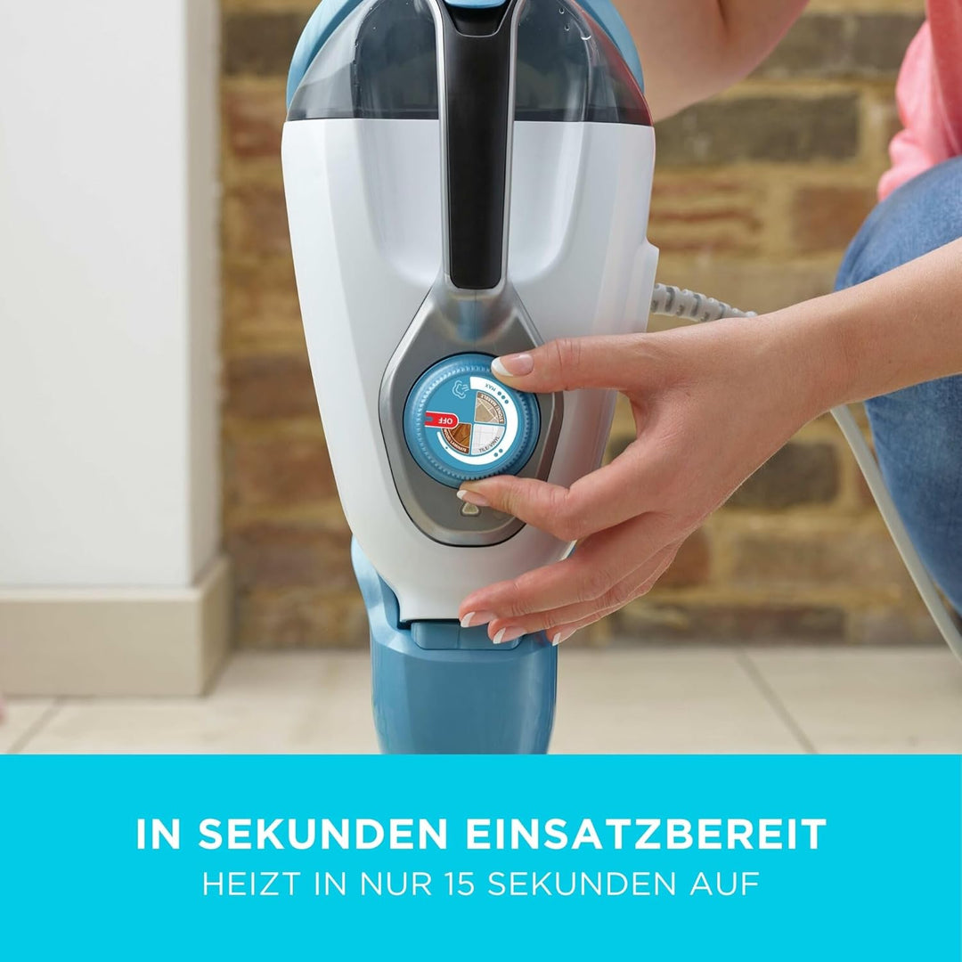 Black+Decker 15-in-1 Dampfbesen Steam-mop (mit Steamitt Dampfhandschuh zur Oberflächenreinigung, Aut