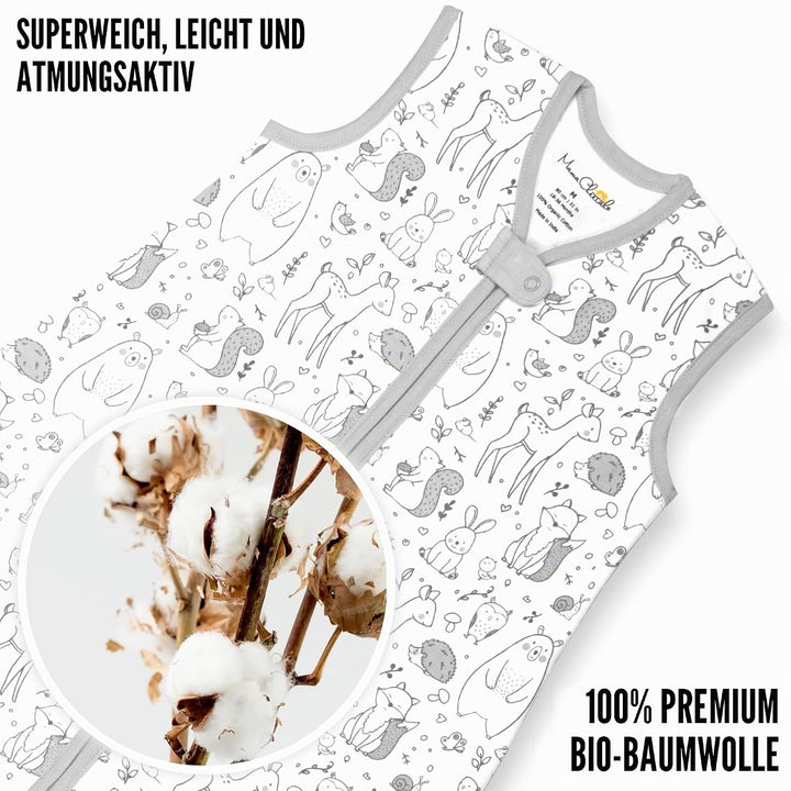 Mama Cheetah Baby Schlafsack mit Füsse 0.5 TOG, Sommerschlafsack, Bio-Baumwolle Baby Schlafsäcke ohn