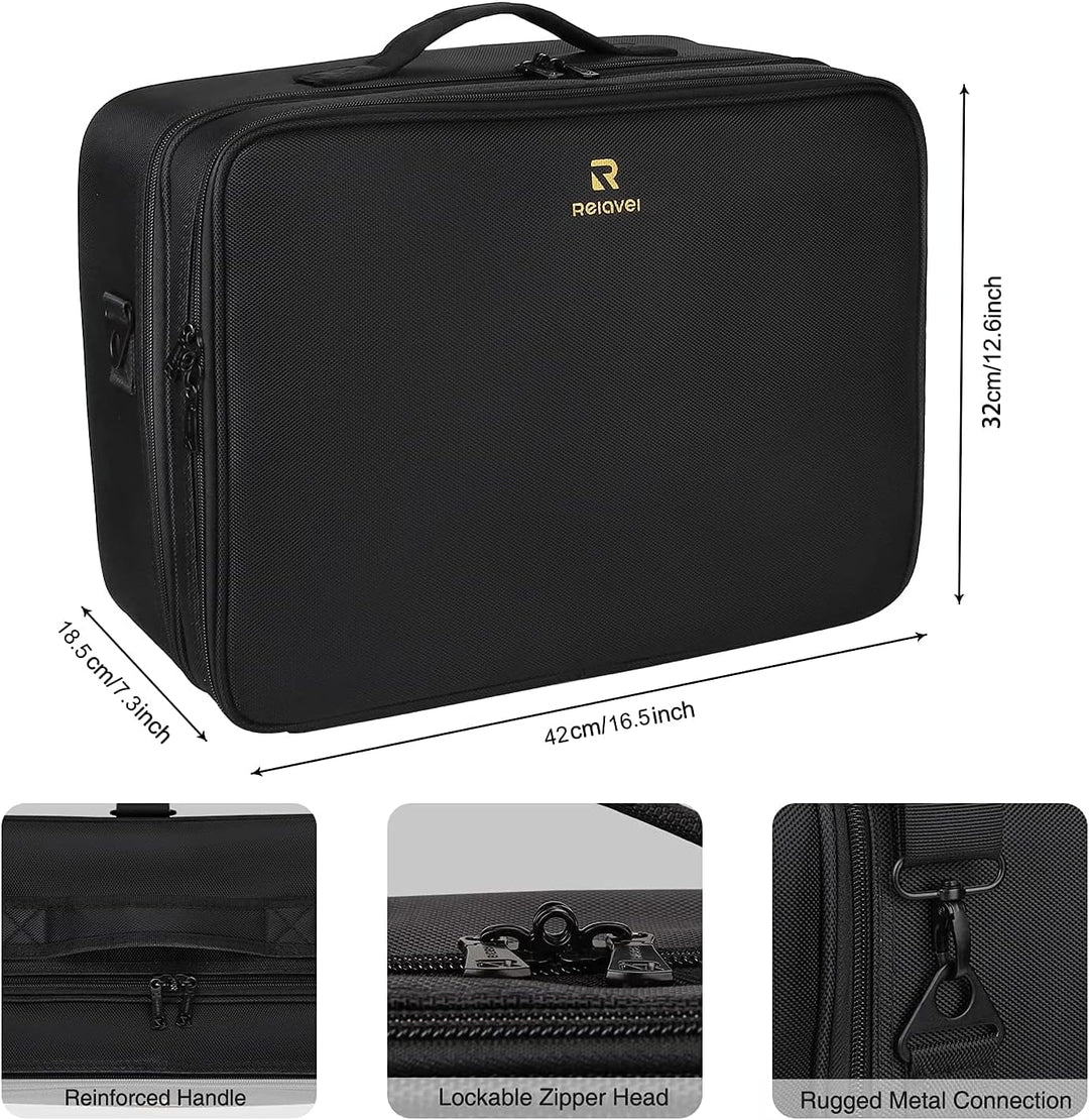 Relavel Extra Gross Make-up-Koffer, Professionelle Make-up-Tasche für Reisen & Visagisten, Tragbare