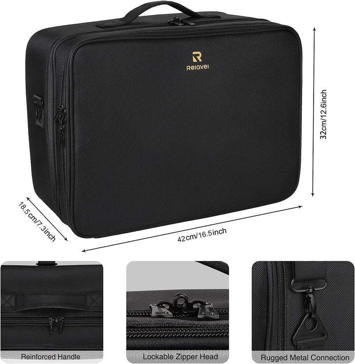 Relavel Extra Gross Make-up-Koffer, Professionelle Make-up-Tasche für Reisen & Visagisten, Tragbare