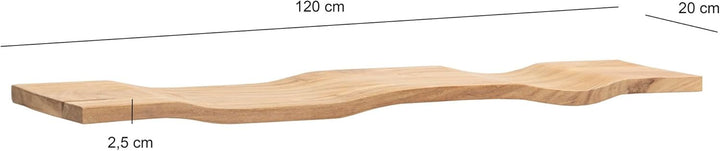 Wohnling Wandregal Akazie Massivholz 120cm - Schwebendes Design Regal für die Wand Holz massiv - Hän