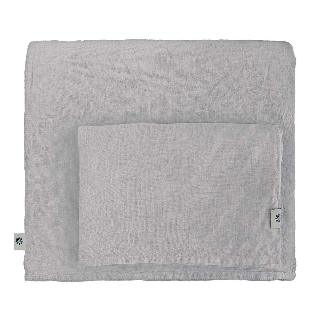 Linen &amp; Cotton Weicher Griff Bettwäsche Set Alicia - 100% Leinen Gewaschen, Hellgrau Grau (220 x 230
