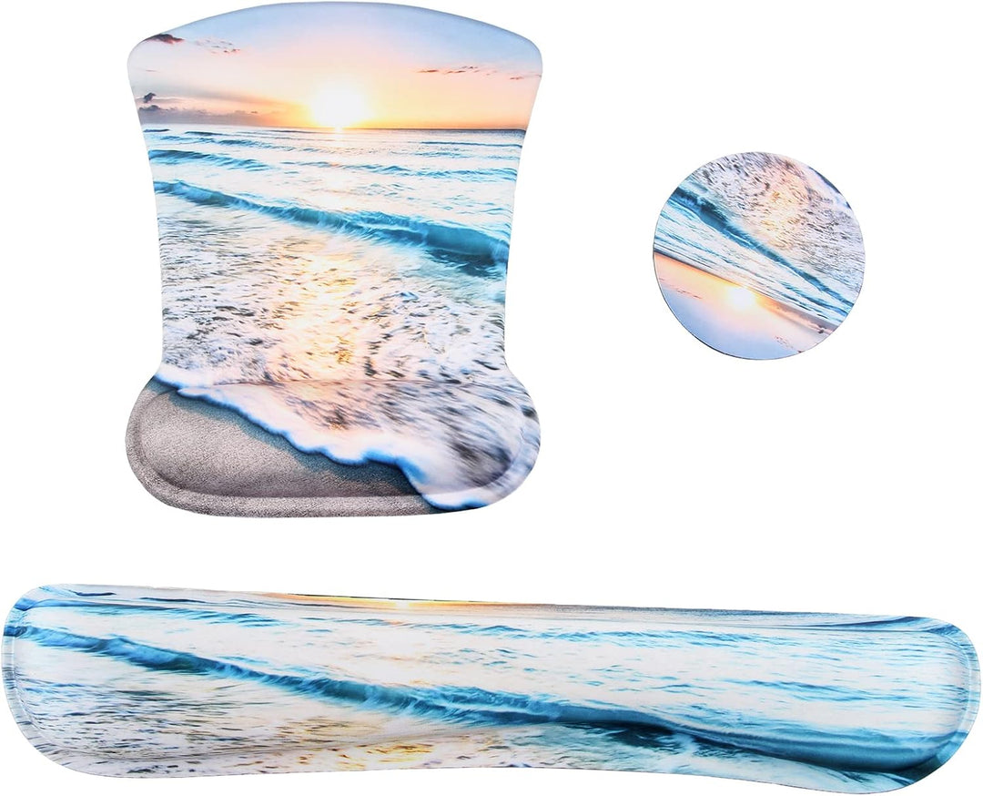 Mauspad mit Handauflage, Mauspad mit Gelkissen und Ergonomische Memory Foam Tastatur Handgelenkaufla