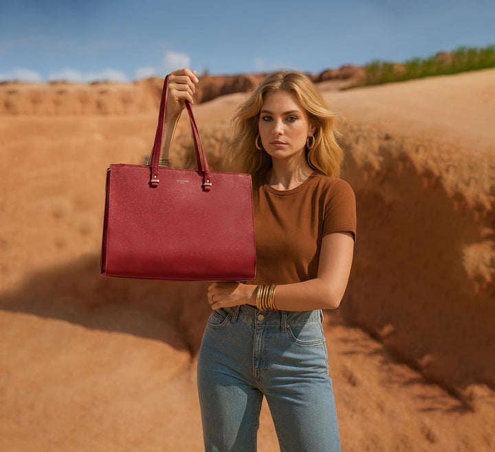 David Jones - Damen Shopper Handtasche - Frau Grosse Henkeltasche PU Leder - Arbeitstasche Viele Fäc