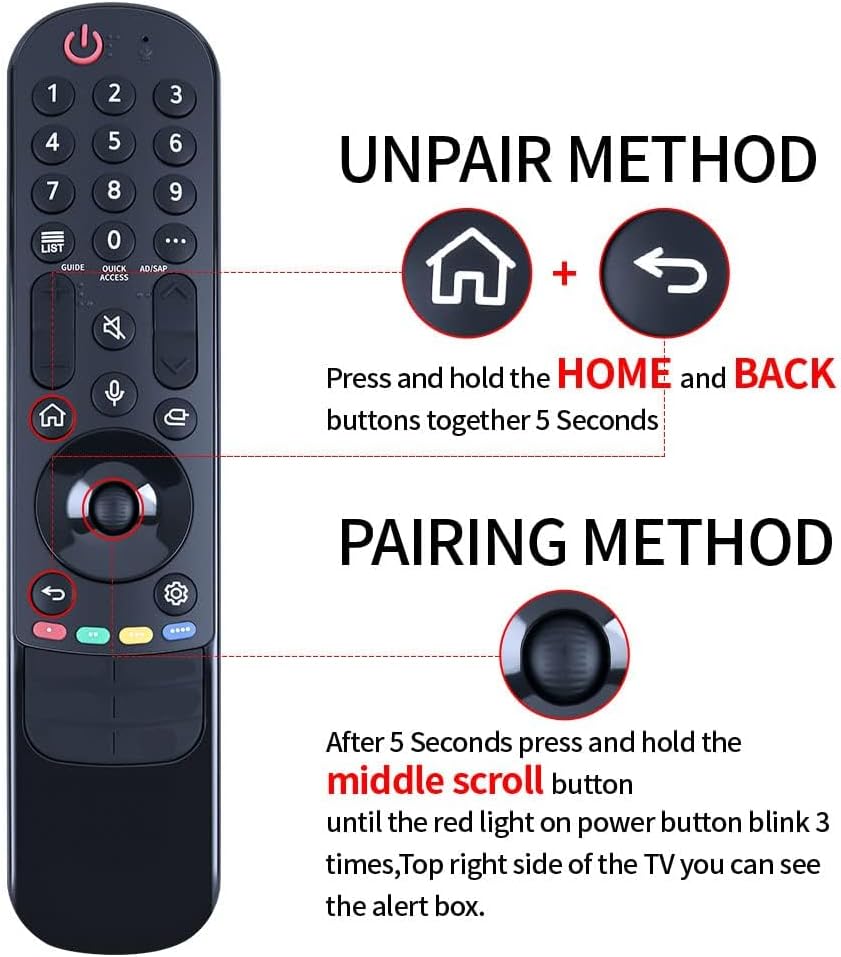 Magic Sprachsteuerung Ersatz Fernbedienung Kompatibel mit LG Fernseher OLED EVO/OELD/QNED/QLED/NanoC