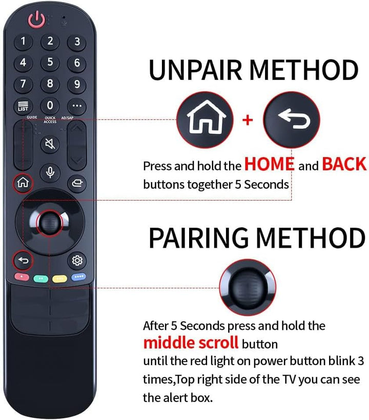 Magic Sprachsteuerung Ersatz Fernbedienung Kompatibel mit LG Fernseher OLED EVO/OELD/QNED/QLED/NanoC