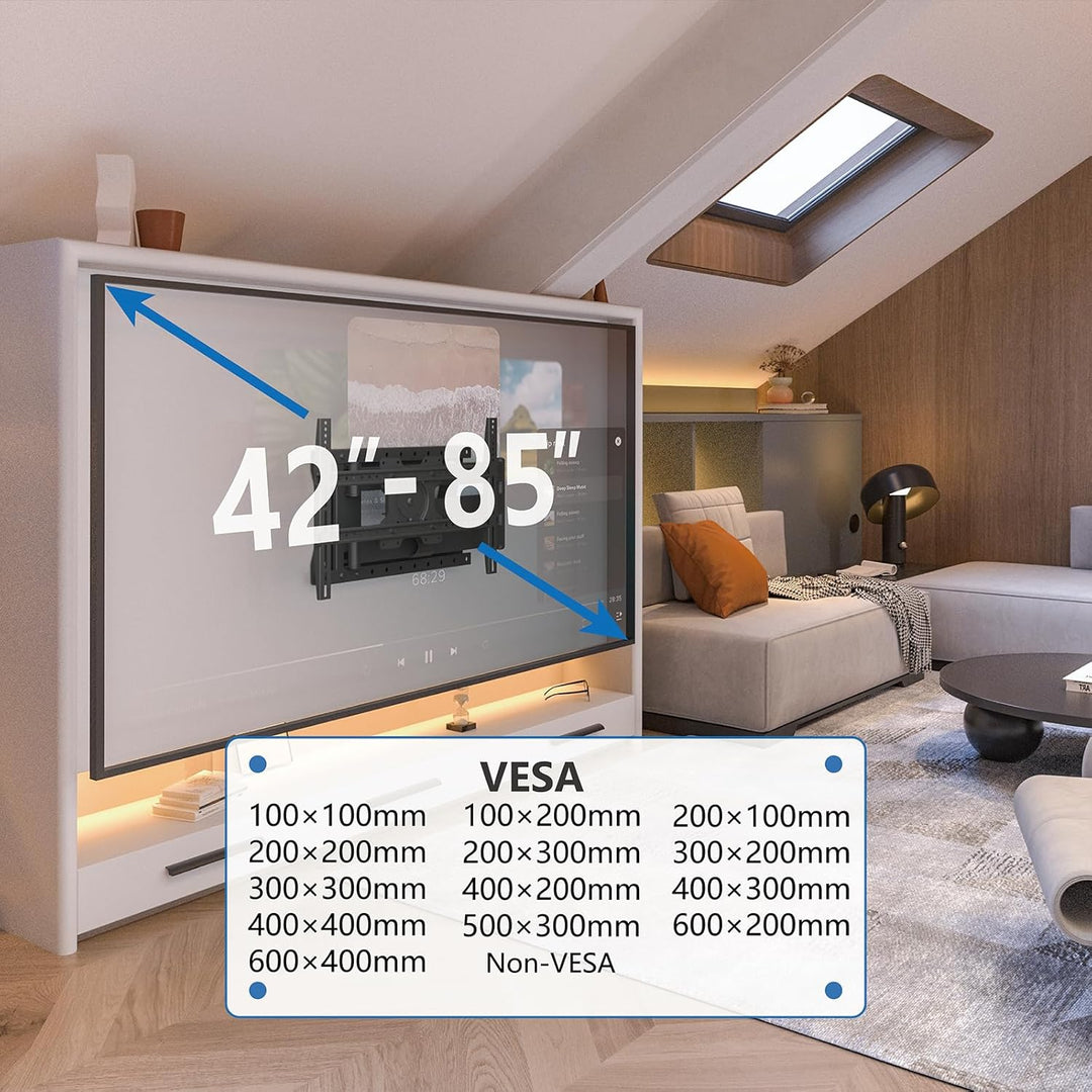 DQ WALLSUPPORT TV Wandhalterung mit 1000 mm extra langem Gelenkarm für 42-85-Zoll-LCD/LED/OLED Flach