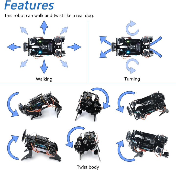 FREENOVE Robot Dog Kit for ESP32-WROVER (Included), Camera, Walking, Ultrasonic Ranging, Touch Senso