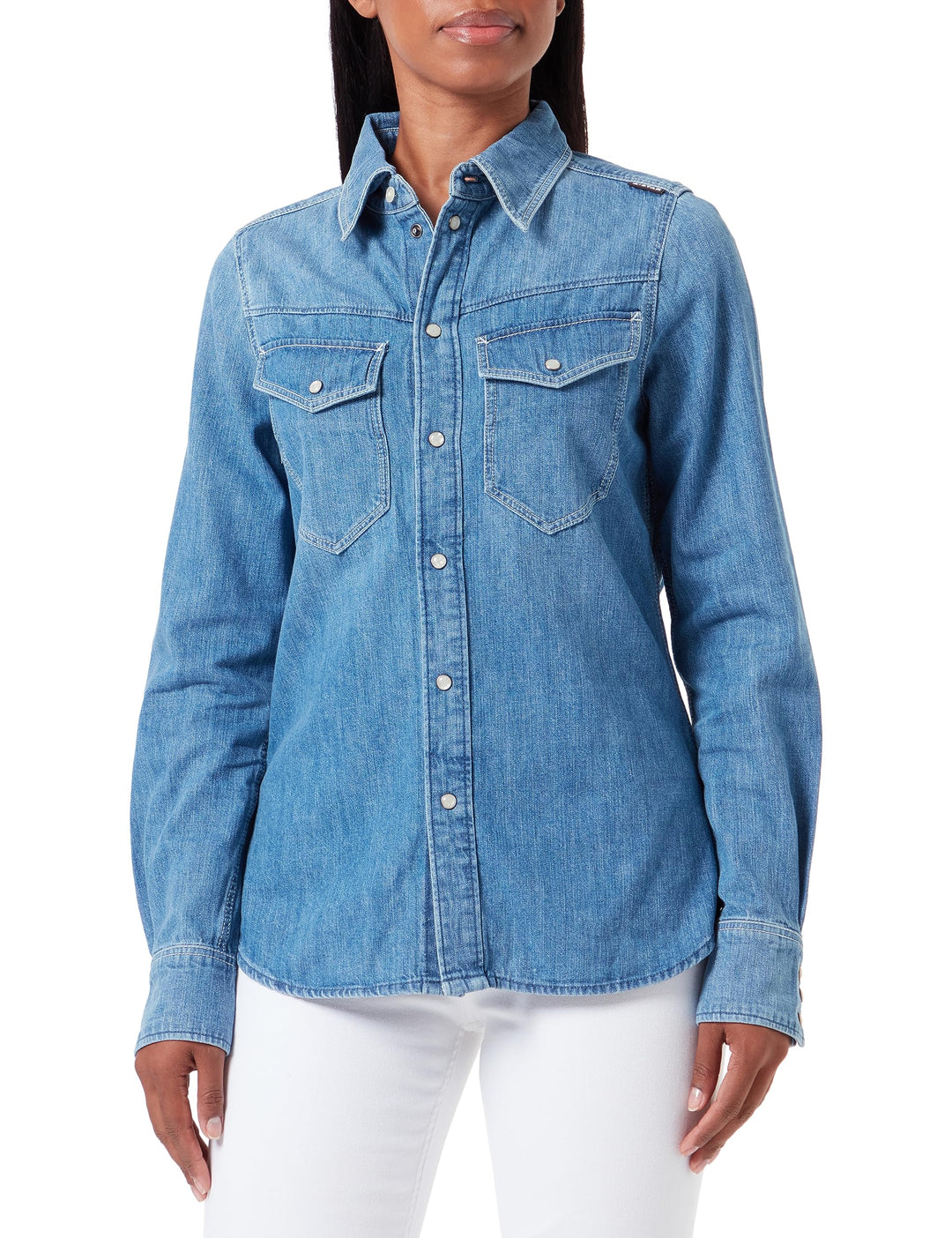 G-STAR RAW Damen Slim Denim Wmn Shirts S Blau (Faded Cricket Blue D23682-d252-d891), S Blau (Faded C