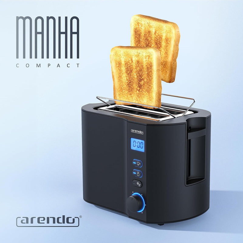 Arendo - Toaster 2 Scheiben Edelstahl mit Restzeitanzeige - 800 Watt - Doppelwandgehäuse - Integrier