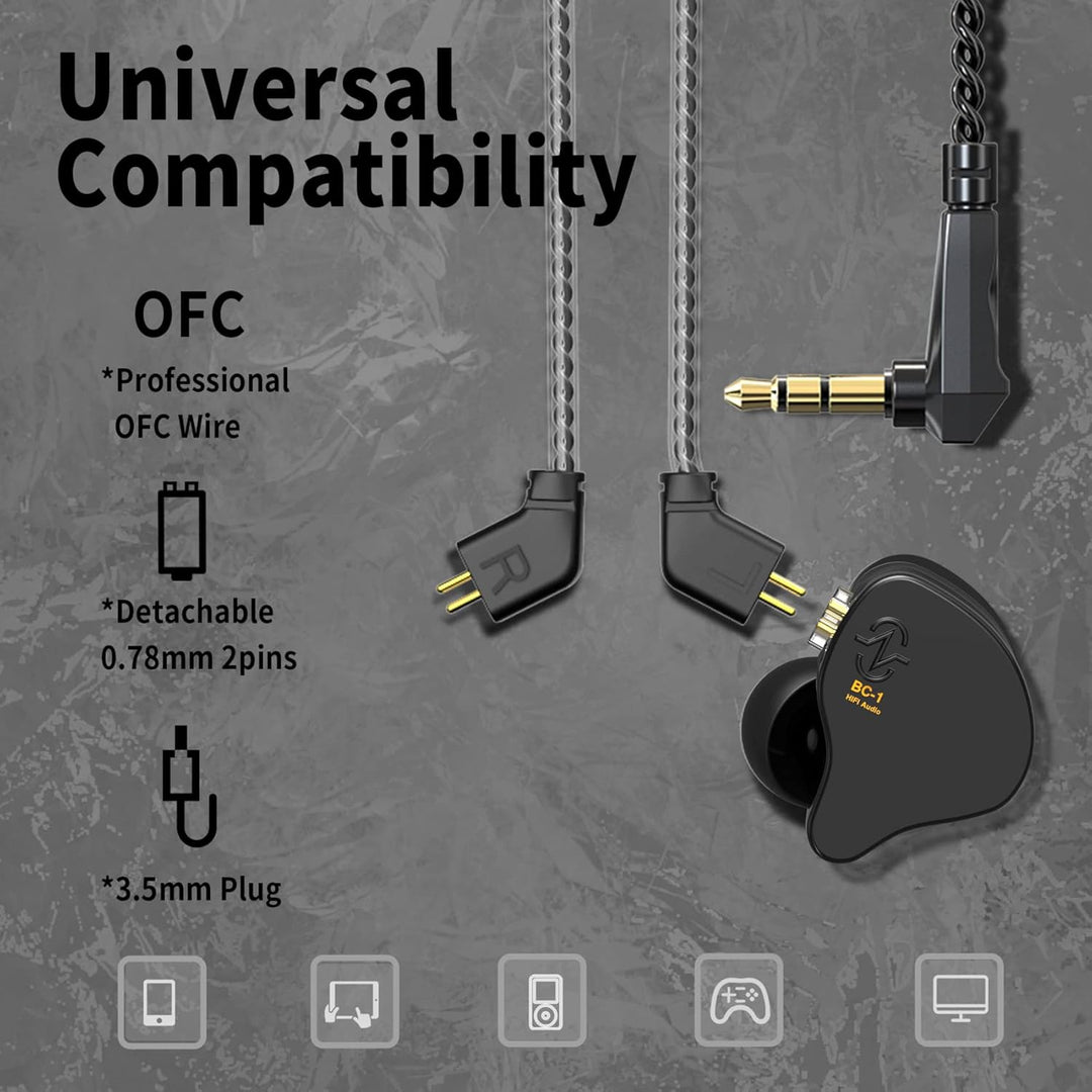 Yinyoo CCZ Melody KopfhörerYinyoo Hybrid 1ba 1DD HiFi in Ohrmonitoren, Deep Bass Leichtes In-Ear-Kop