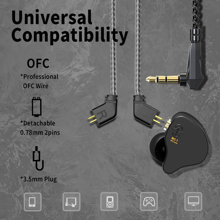 Yinyoo CCZ Melody KopfhörerYinyoo Hybrid 1ba 1DD HiFi in Ohrmonitoren, Deep Bass Leichtes In-Ear-Kop
