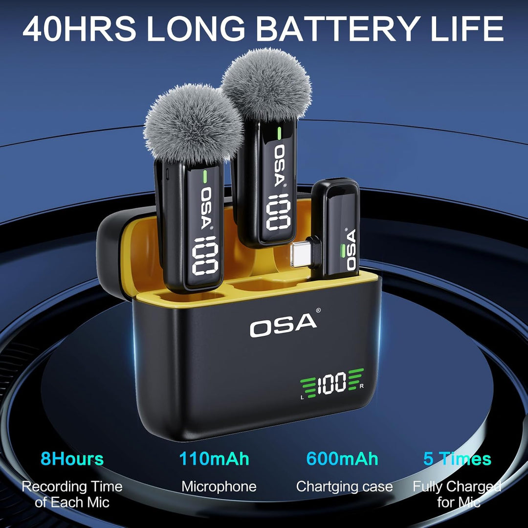 OSA Lavalier Mikrofon Kabellos Handy für iPhone, Professionelles Wireless Mikrofon Plug-Play Kabello
