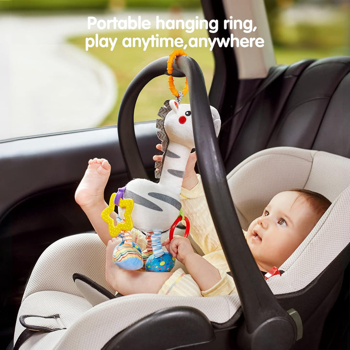 TUMAMA Zebra Hängend Babyspielzeug für 0,3,6,9,12 Monate,Baby Handglocken Rassel Weiches Tier Plüsch