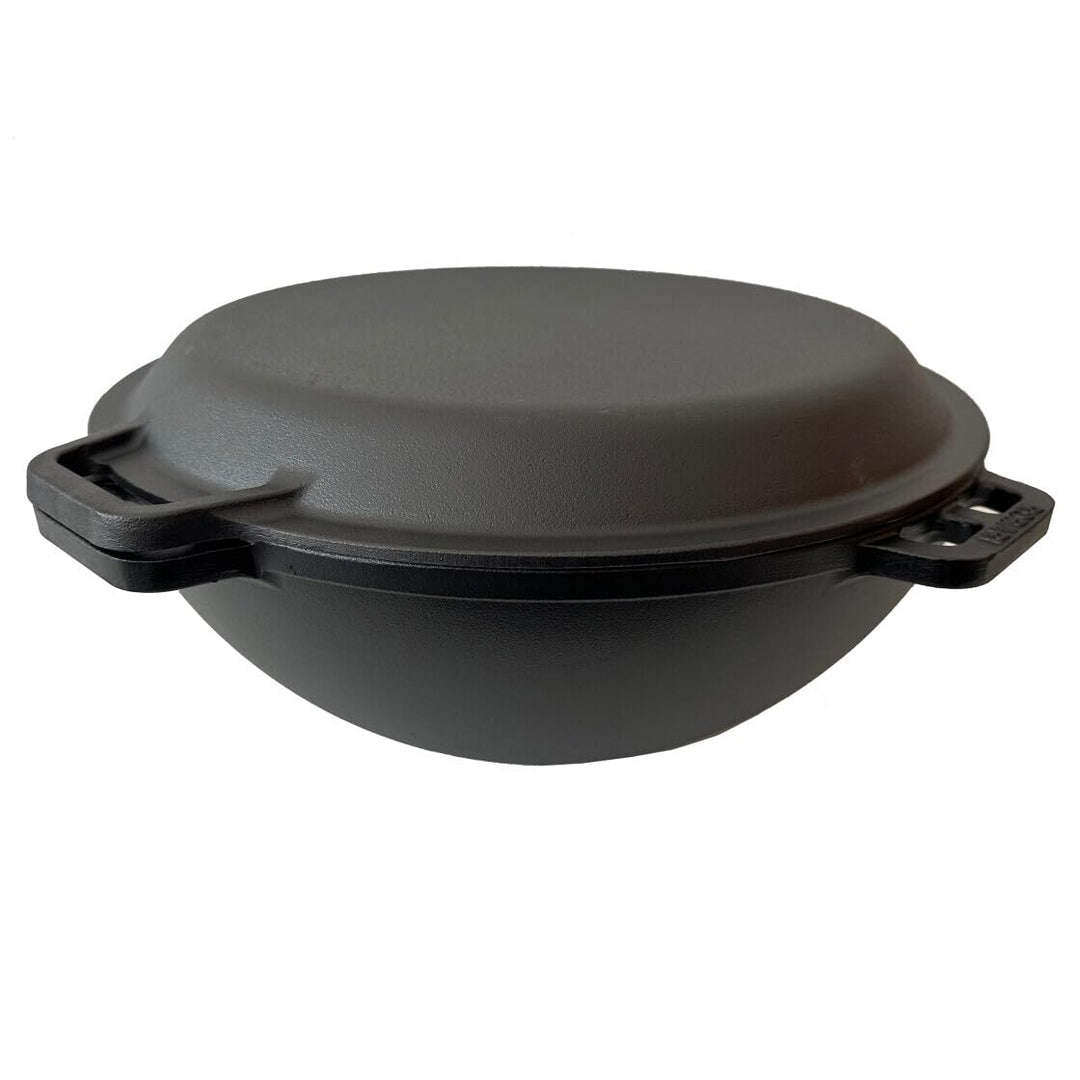 Grillpeter ROBARI Kazan Gusseisen 15 Liter Kasan mit Pfannendeckel aus Gusseisen Wok Asia