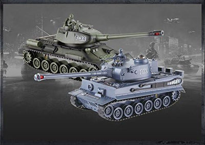 s-idee® 01919 2 x Battle Panzer 1:28 German Tiger T-34 mit integriertem Infrarot Kampfsystem 2.4 Ghz