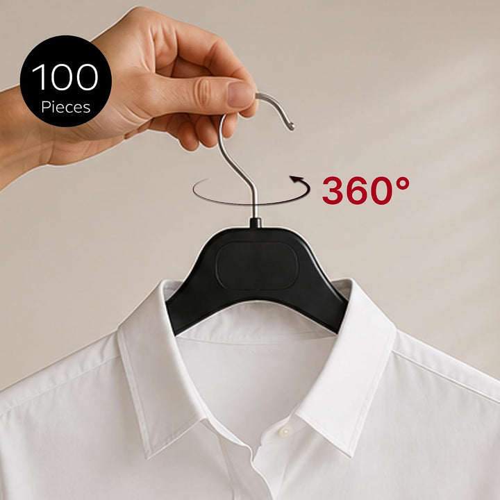 Hangerworld 100 Platzsparende Schwarze Kleiderbügel 43cm Robuster Kunststoff, 100