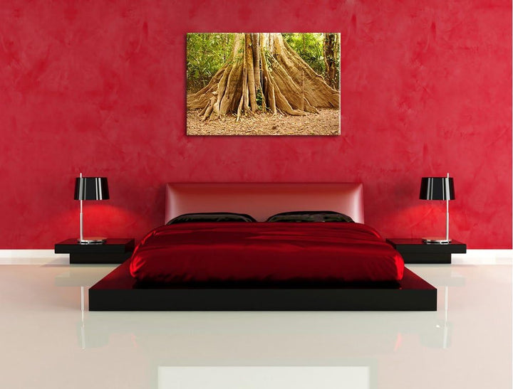 Mächtiger Urwald Baum Format: 100x70 auf Leinwand, XXL riesige Bilder fertig gerahmt mit Keilrahmen,