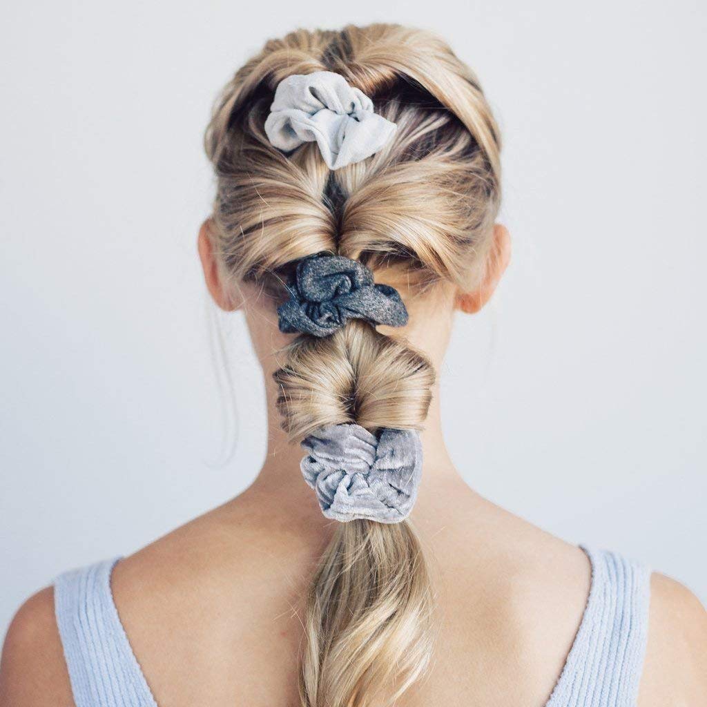 Samt-Haargummis für Haare Grau,Schwarz, Grau,Schwarz