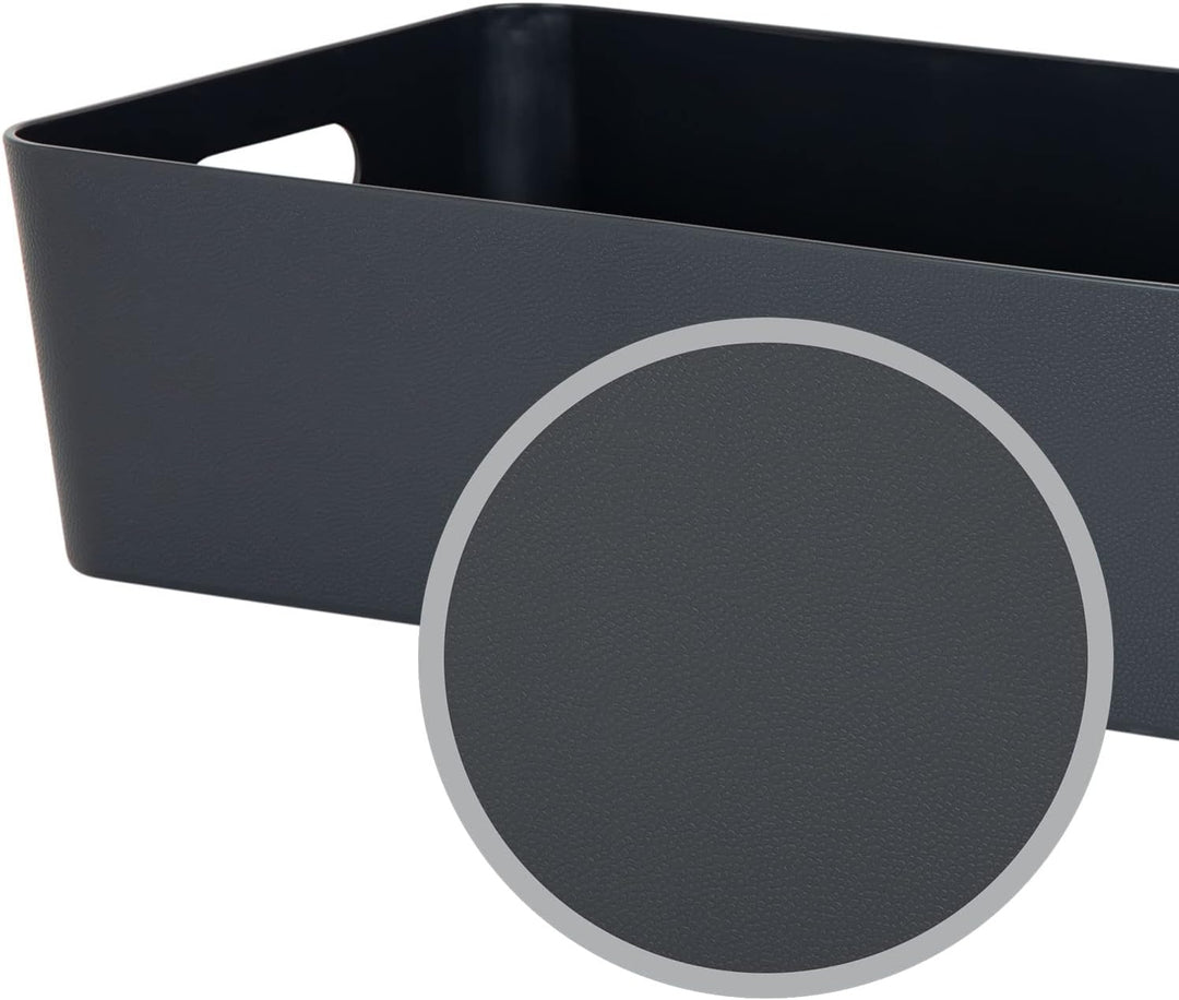 #11 2x Ordnungsbox - 12 cm hoch - anthrazit - 39,5x 25 cm - Ordnungskorb - Regalorganizer Wandregal