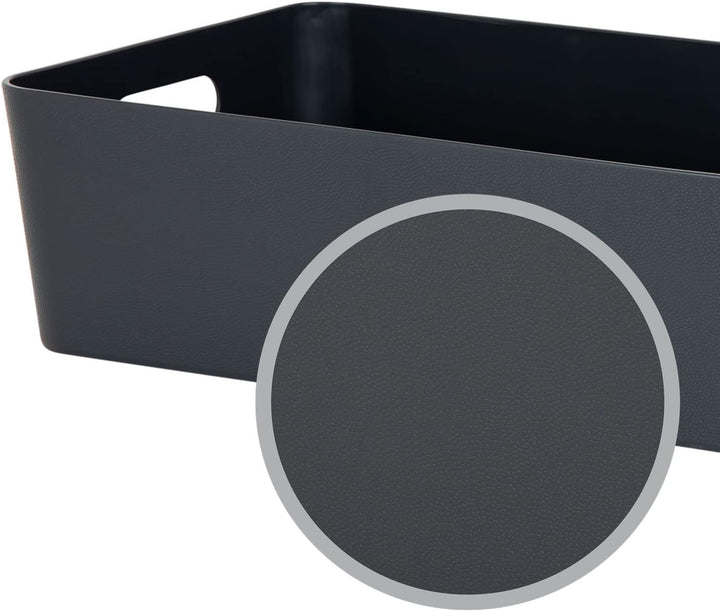 #11 2x Ordnungsbox - 12 cm hoch - anthrazit - 39,5x 25 cm - Ordnungskorb - Regalorganizer Wandregal