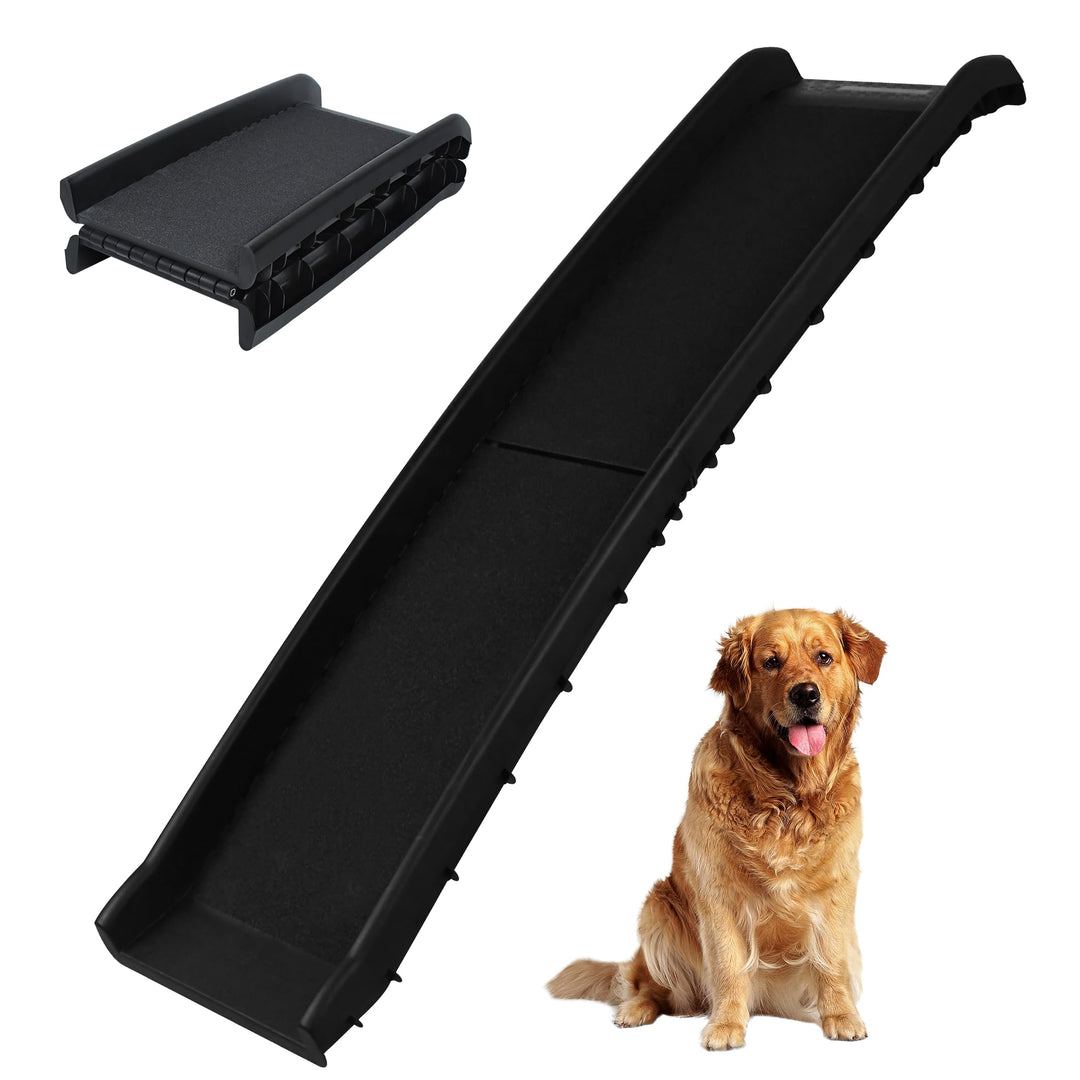 XMTECH Hunderampe Auto klappbar aus Kunststoff – rutschfeste Hunde Rampe 156×40 cm, Rampe Hund für A