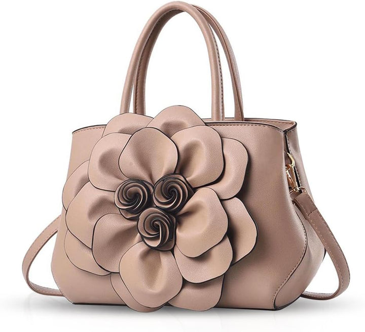 NICOLE & DORIS Modische Damen-Umhängetasche, Handtasche, Umhängetasche, Blumenmotiv Khaki, Khaki