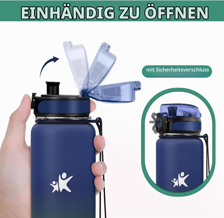 KollyKolla Trinkflasche Edelstahl, Thermosflasche 1L, BPA-Frei Isolierflasche, Auslaufsicher Thermos