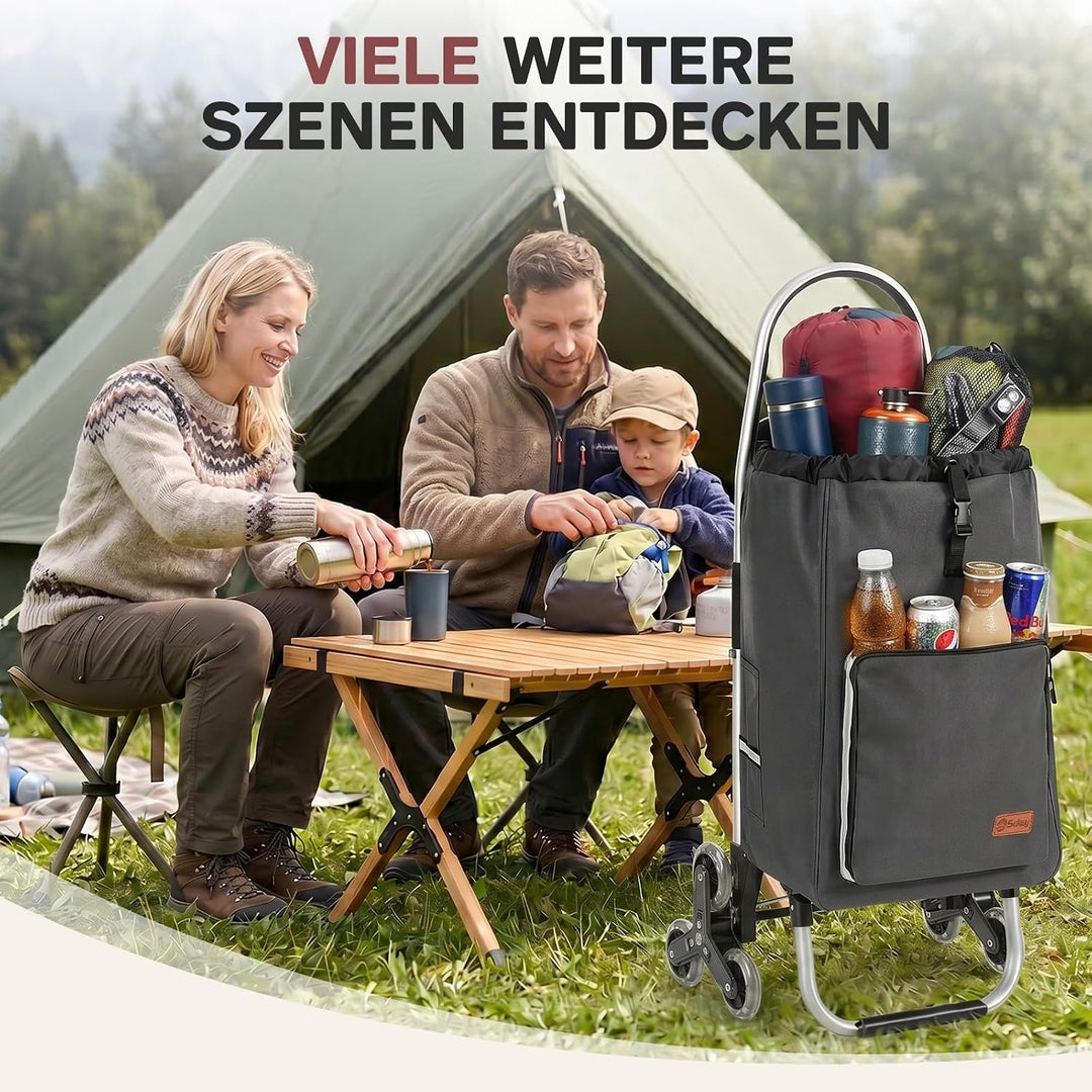 Sekey Einkaufstrolley Treppensteiger klappbar, 3-in-1 Einkaufswagen Grau, Grau