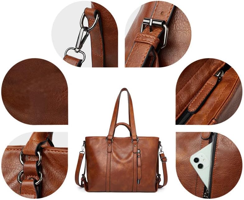 Coolives Damentasche Damen Henkeltasche mit Schultergurt aus PU-Leder Vintage Handtasche Retro Tasch
