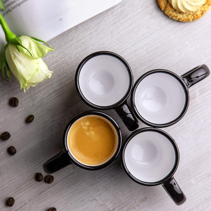 City to Cottage® - Espressotassen Set | Schwarz und Weiss | Polka Dots | Handgemacht | Keramik Gesch