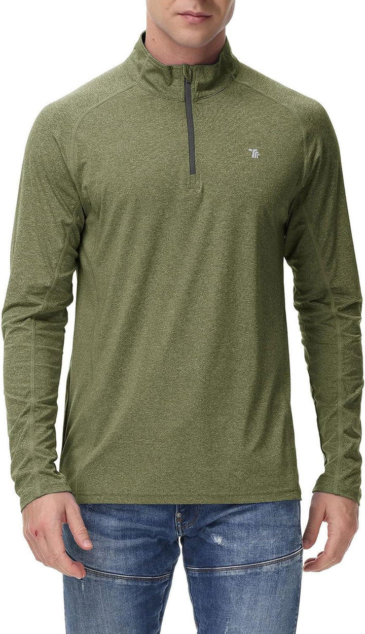 YSENTO Herren Laufshirt Langarm Sportshirt Atmungsaktiv Schnelltrocknend Leicht Funktionsshirt mit 1