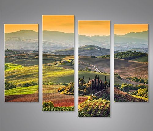 islandburner Bild Bilder auf Leinwand Toskana V5 Italien Landschaft 4er XXL Poster Leinwandbild Wand