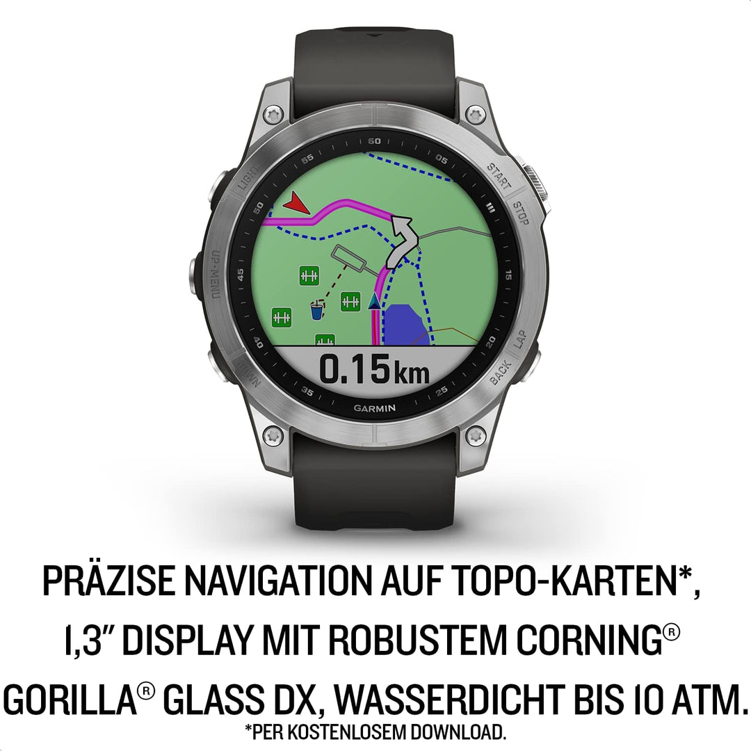 Garmin fenix 7 – GPS-Multisport-Smartwatch mit Farbdisplay und Touch-/Tastenbedienung, TOPO-Karten,