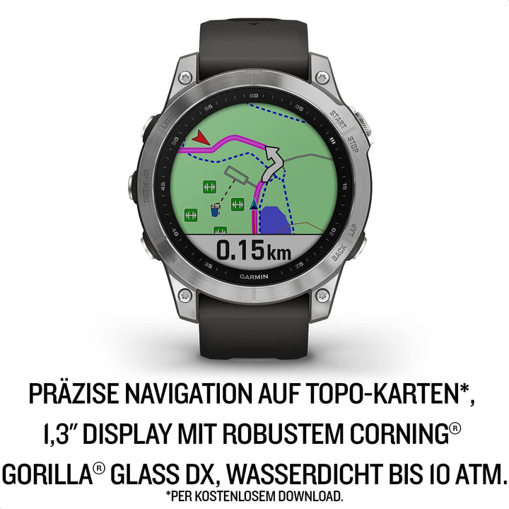 Garmin fenix 7 – GPS-Multisport-Smartwatch mit Farbdisplay und Touch-/Tastenbedienung, TOPO-Karten,