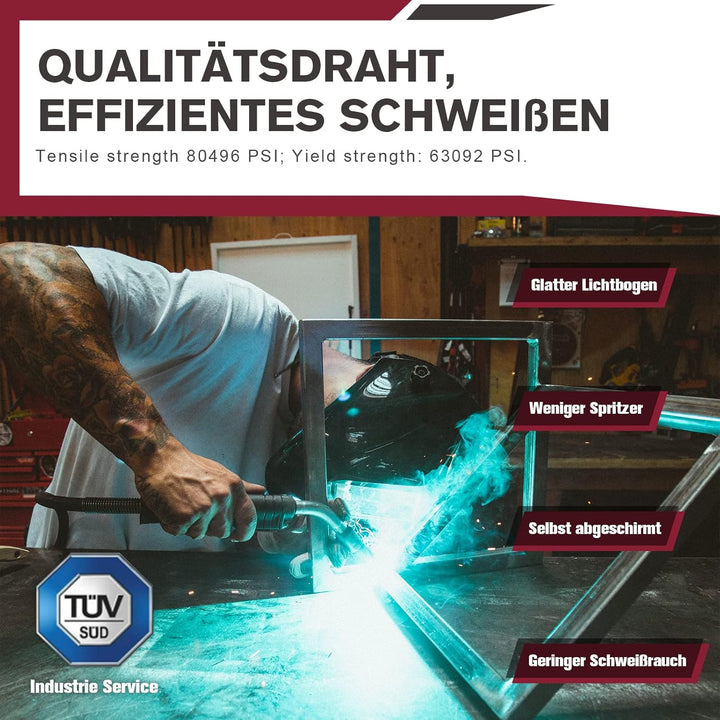 ARCCAPTAIN Fülldraht 0,9mm 1KG E71T-GS MIG Schweissdraht für Schweissgerät ohne Gas MIG/MAG FLUX Sch