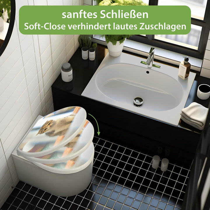 banjado Toilettendeckel mit Absenkautomatik 44,5x37cm - Soft Close Toilettensitz - WC Sitz mit Absen