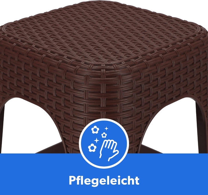 KADAX Hocker aus Kunststoff, Tritthocker bis 120 kg, Rattanhocker mit Antirutschfüssen, Badhocker, W