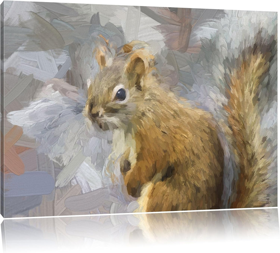 kleines wachsames Eichhörnchen Spezial Format: 100x70 cm auf Leinwand, XXL riesige Bilder fertig ger