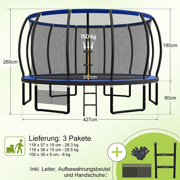 Devoko Trampolin Outdoor Ø 228/305/366/427/488 cm, GS-Zertifikat, Kindertrampolin Gartentrampolin mi