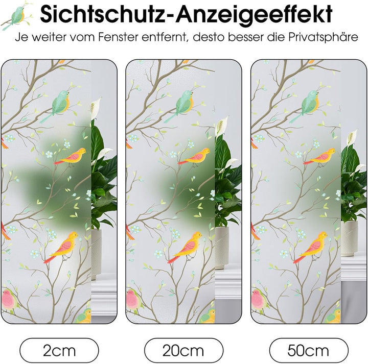 Lifetree Fensterfolie Blickdicht Sichtschuzfolie Selbsthaftende: Glasmalerei Sonnenschutz Fenster Bu